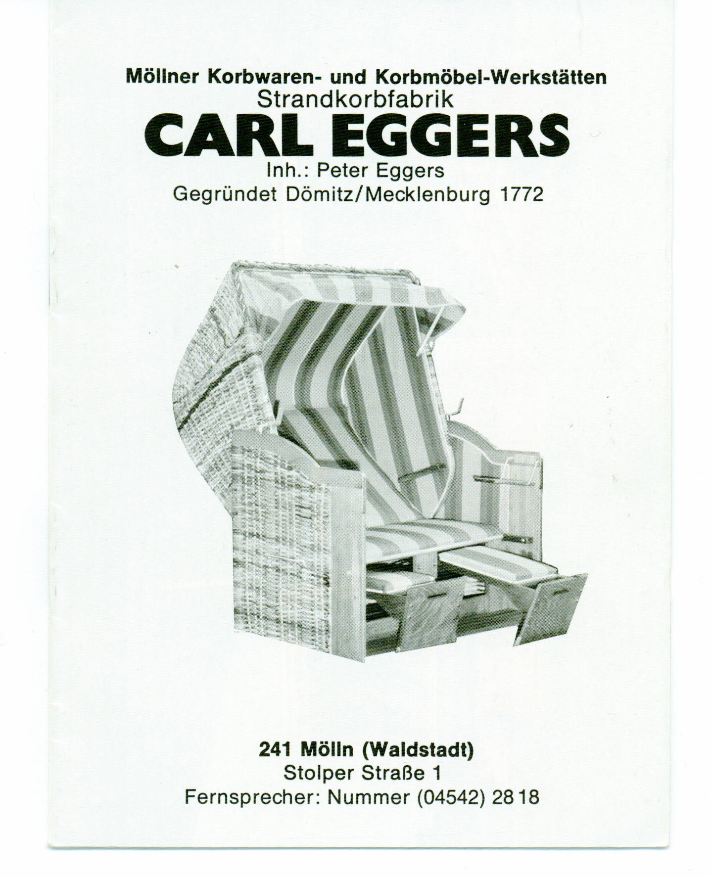 Fyler „Möllner Korbwaren- und Korbmöbel-Werkstätten Strandkorbfabrik Eggers“
